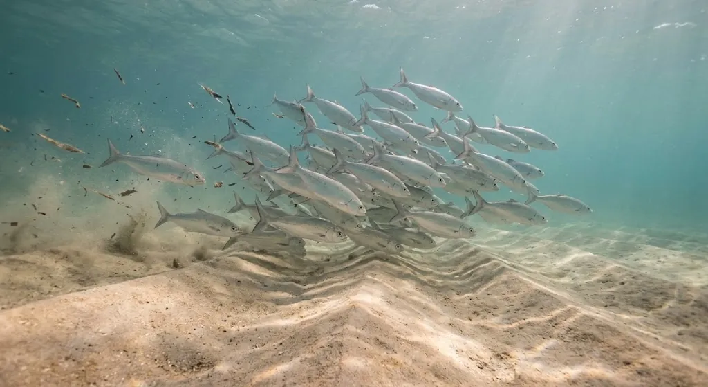Fish over a sandy bottom